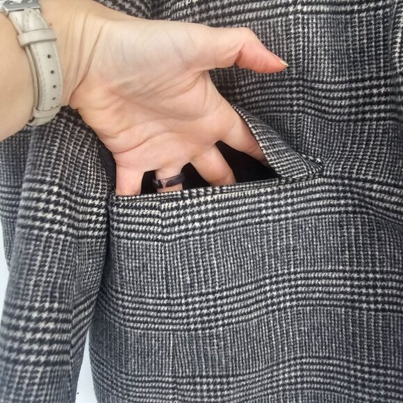Christian Aujard Glen Plaid Cashmere Blazer Jacket 42R Black White Quiet Luxury - Picture 4 of 13